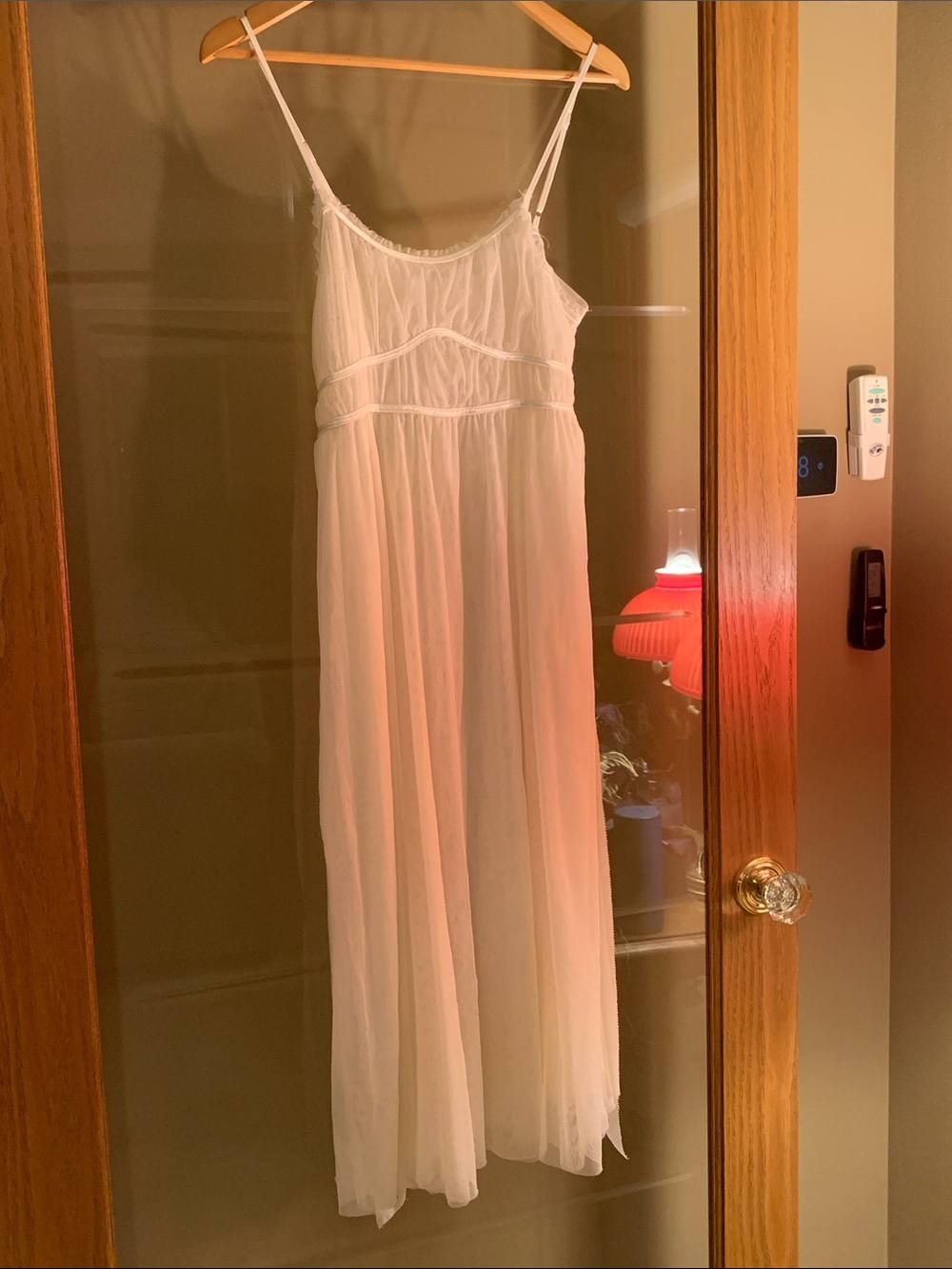 Vera Wang Soft Cream Mesh Detail  Nightgown